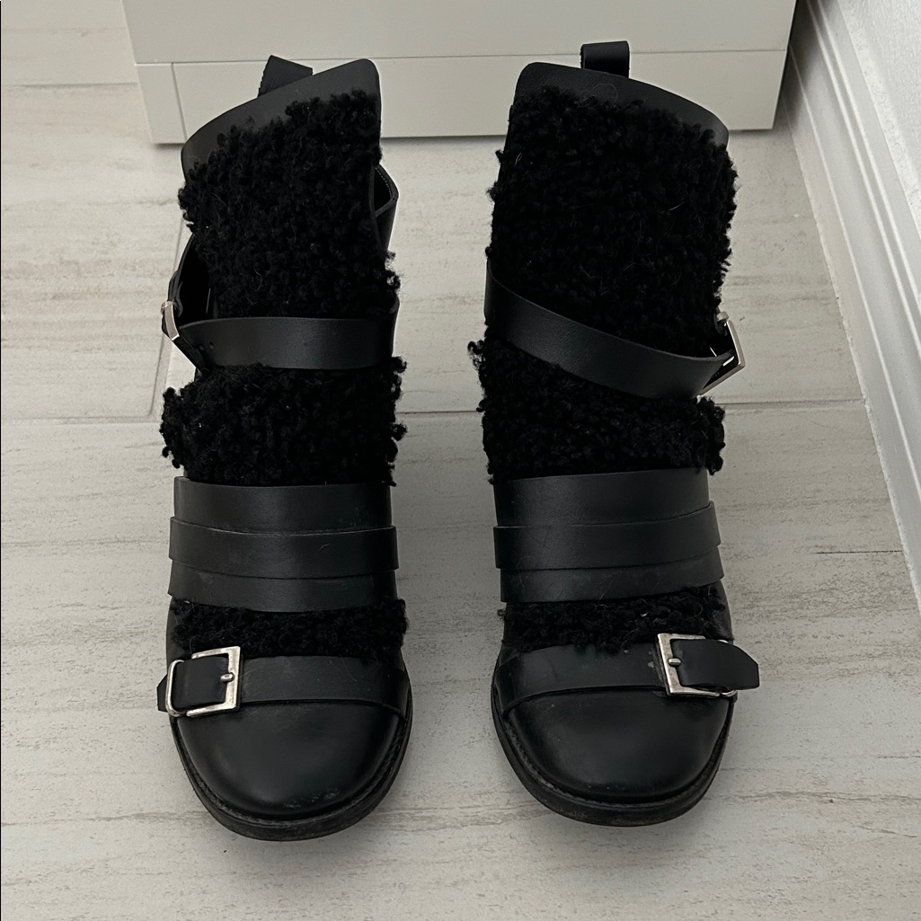 Iro Black Textured Combat Boots